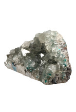 Dioptaas in bergkristal cluster op chrysocolla 17 x 8,5 x 7,5 cm | 1456 gram