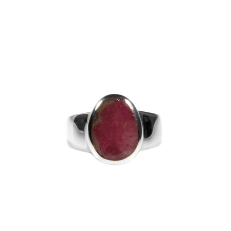 Zilveren ring toermalijn (watermeloen) maat 17 3/4 | 1,2 x 0,9 cm