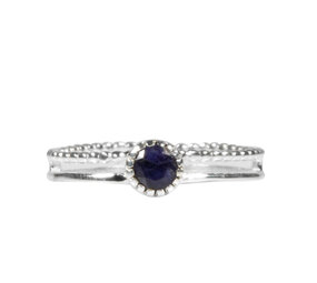 Zilveren ring saffier maat 18 1/2 | dubbele rand rond facet Zilveren ring saffier maat 18 1/2 | dubbele rand rond facet