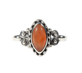 Zilveren ring carneool maat 18 1/2 | markies spiralen Zilveren ring carneool maat 18 1/2 | markies spiralen