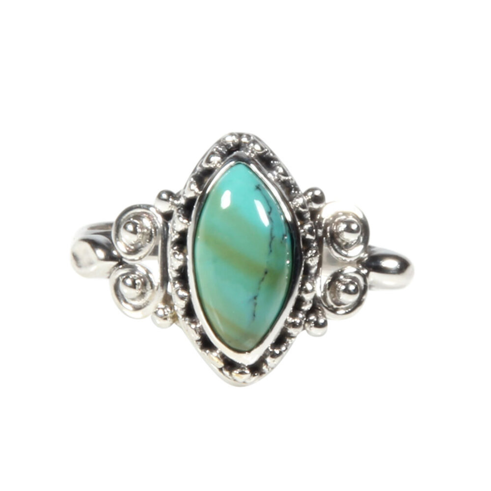 Zilveren ring turkoois maat 16 1/2 | markies spiralen Zilveren ring turkoois maat 16 1/2 | markies spiralen