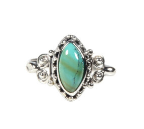 Zilveren ring turkoois maat 16 1/2 | markies spiralen Zilveren ring turkoois maat 16 1/2 | markies spiralen