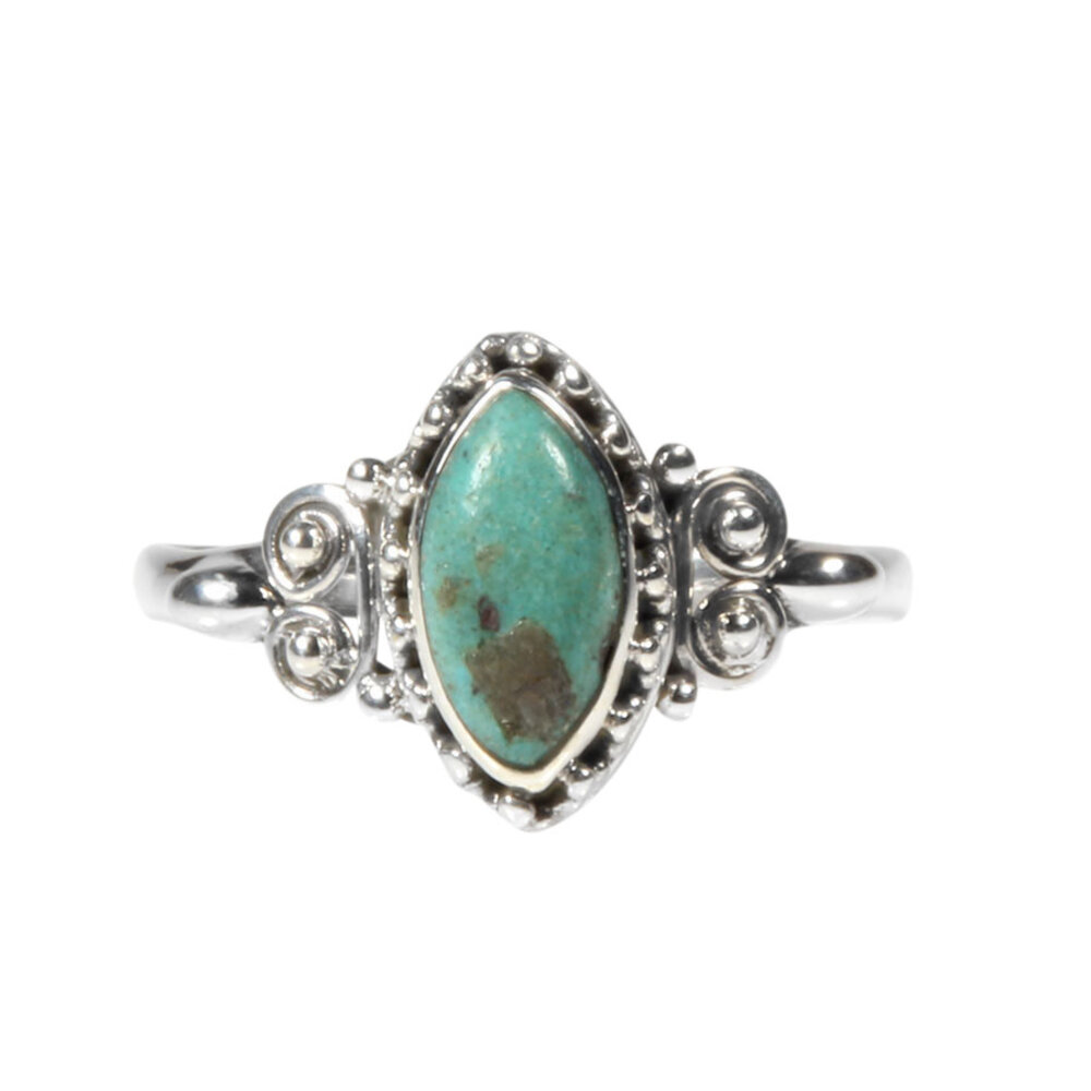 Zilveren ring turkoois maat 18 1/2 | markies spiralen Zilveren ring turkoois maat 18 1/2 | markies spiralen