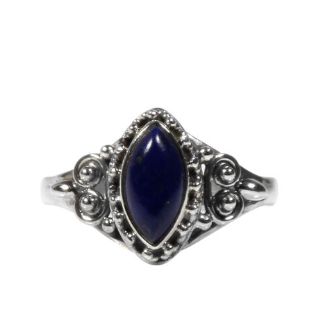 Zilveren ring lapis lazuli maat 17 | markies spiralen Zilveren ring lapis lazuli maat 17 | markies spiralen