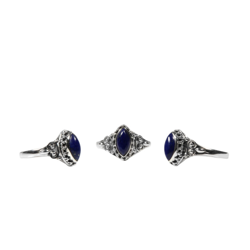 Zilveren ring lapis lazuli maat 17 | markies spiralen Zilveren ring lapis lazuli maat 17 | markies spiralen