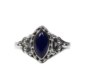 Zilveren ring lapis lazuli maat 20 | markies spiralen
