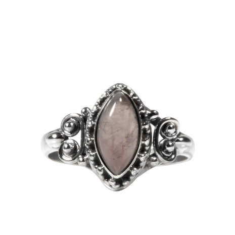 Zilveren ring rozenkwarts maat 16 | markies spiralen Zilveren ring rozenkwarts maat 16 | markies spiralen