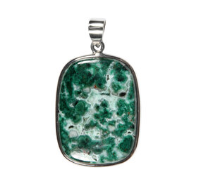 Zilveren hanger chrysocolla (drusy) | rechthoek 3,6 x 2,6 cm