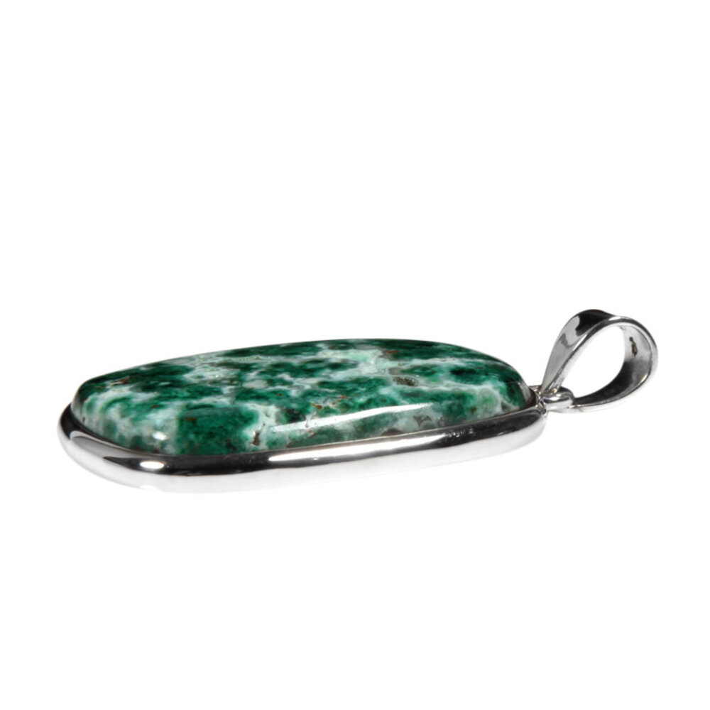 Zilveren hanger chrysocolla (drusy) | rechthoek 3,6 x 2,6 cm