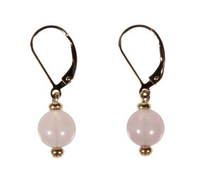 Gold filled oorbellen rozenkwarts rond 8 mm Gold filled oorbellen rozenkwarts rond 8 mm