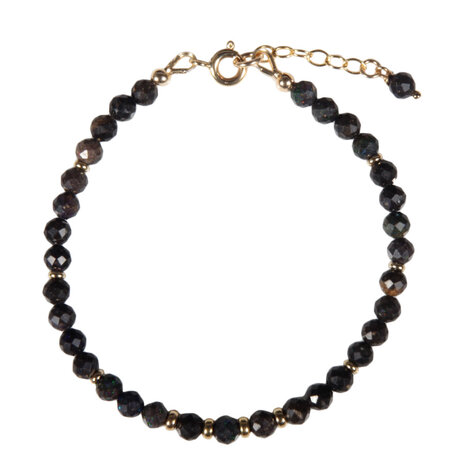 Opaal (zwart) gold filled armband | 4 mm facet