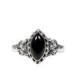 Zilveren ring onyx maat 19 | markies spiralen Zilveren ring onyx maat 19 | markies spiralen