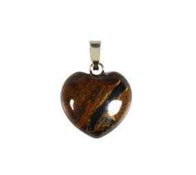 Tijgerijzer hanger hart 15 mm met 14k gouden oogje Tijgerijzer hanger hart 15 mm met 14k gouden oogje