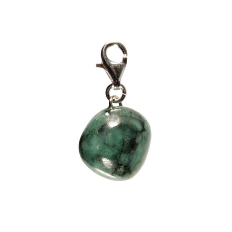 Smaragd bedeltje met sterling zilveren slotje