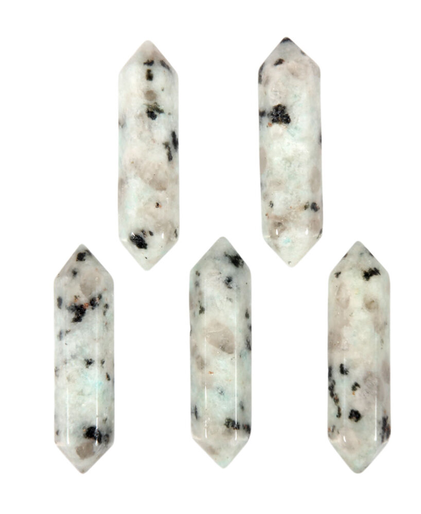 Amazoniet met toermalijn dubbeleinder geslepen