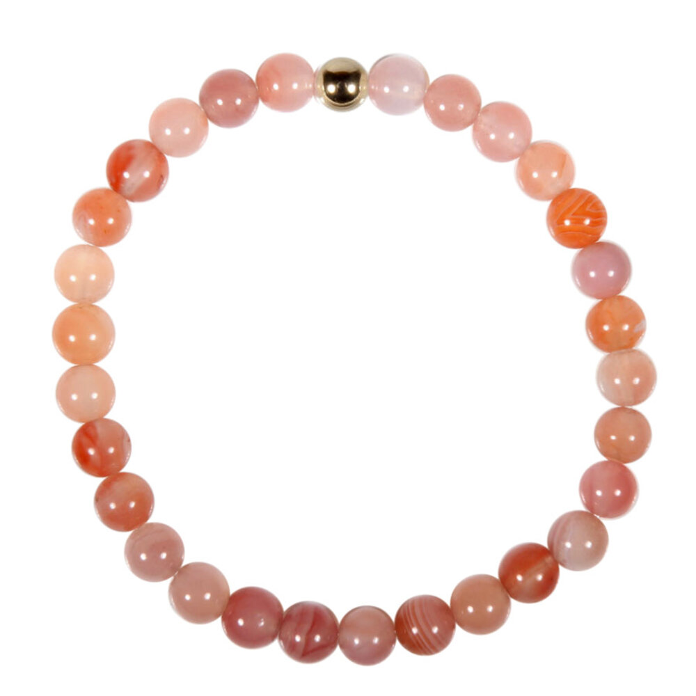Agaat (abrikoos) armband met 14k gouden kraal | 6 mm Agaat (abrikoos) armband met 14k gouden kraal | 6 mm