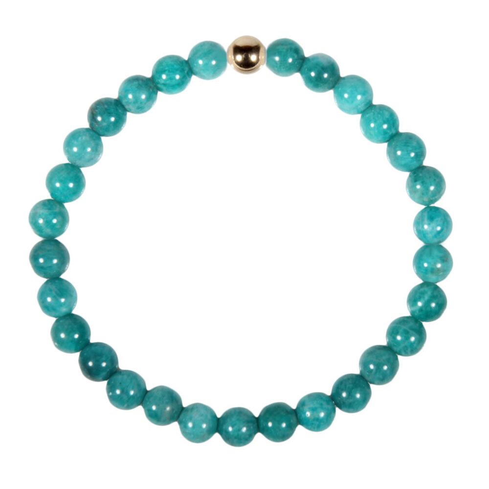 Amazoniet (Russisch) armband met 14k gouden kraal | 6 mm
