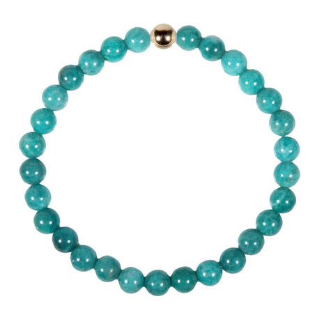 Amazoniet (Russisch) armband met 14k gouden kraal | 6 mm