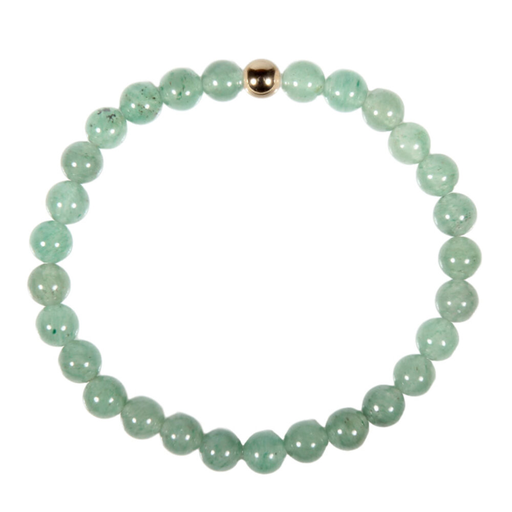 Aventurijn (groen) armband met 14k gouden kraal | 6 mm