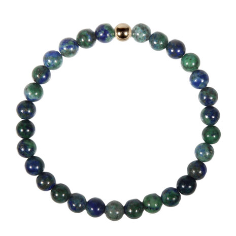 Chrysocolla armband met 14k gouden kraal | 6 mm Chrysocolla armband met 14k gouden kraal | 6 mm