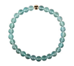 Fluoriet (groen/blauw) armband met 14k gouden kraal | 6 mm Fluoriet (groen/blauw) armband met 14k gouden kraal | 6 mm