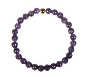 Lepidoliet armband met 14k gouden kraal | 6 mm Lepidoliet armband met 14k gouden kraal | 6 mm