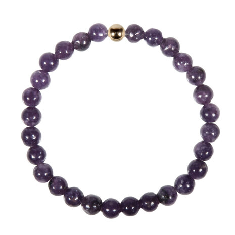 Lepidoliet armband met 14k gouden kraal | 6 mm Lepidoliet armband met 14k gouden kraal | 6 mm