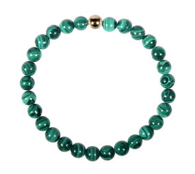 Malachiet armband met 14k gouden kraal | 6 mm Malachiet armband met 14k gouden kraal | 6 mm