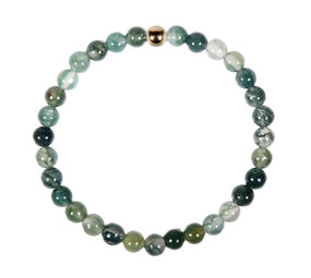 Mosagaat armband met 14k gouden kraal | 6 mm Mosagaat armband met 14k gouden kraal | 6 mm