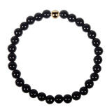 Obsidiaan (zwart) armband met 14k gouden kraal | 6 mm Obsidiaan (zwart) armband met 14k gouden kraal | 6 mm