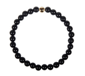 Obsidiaan (zwart) armband met 14k gouden kraal | 6 mm Obsidiaan (zwart) armband met 14k gouden kraal | 6 mm