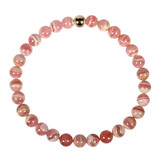 Rhodochrosiet armband met 14k gouden kraal | 6 mm Rhodochrosiet armband met 14k gouden kraal | 6 mm