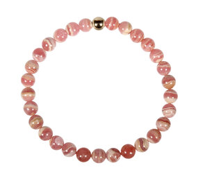 Rhodochrosiet armband met 14k gouden kraal | 6 mm Rhodochrosiet armband met 14k gouden kraal | 6 mm