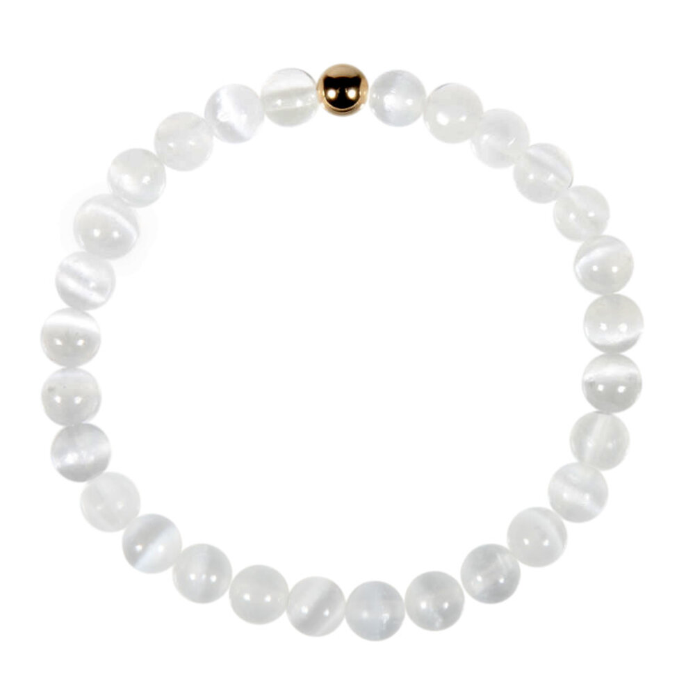 Seleniet armband met 14k gouden kraal | 6 mm