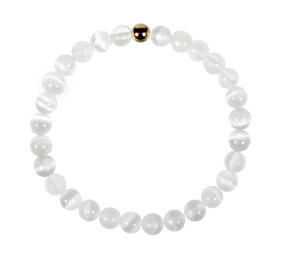 Seleniet armband met 14k gouden kraal | 6 mm