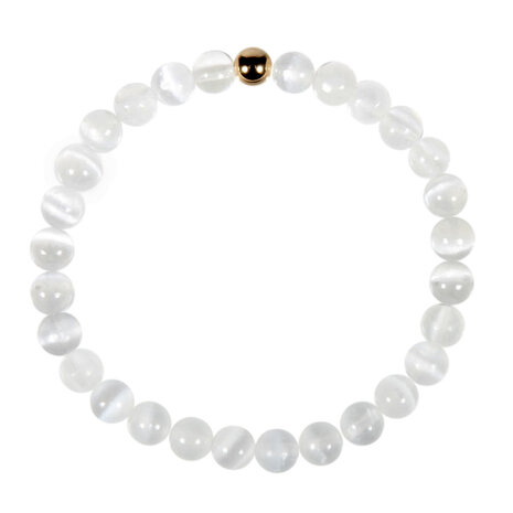 Seleniet armband met 14k gouden kraal | 6 mm