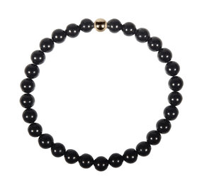 Shungiet armband met 14k gouden kraal | 6 mm Shungiet armband met 14k gouden kraal | 6 mm