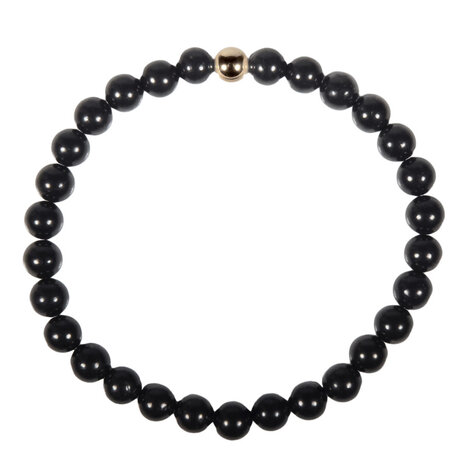 Shungiet armband met 14k gouden kraal | 6 mm Shungiet armband met 14k gouden kraal | 6 mm