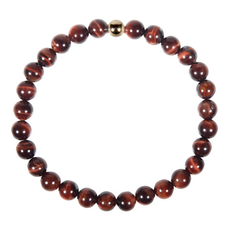 Tijgeroog (rood) armband met 14k gouden kraal | 6 mm Tijgeroog (rood) armband met 14k gouden kraal | 6 mm
