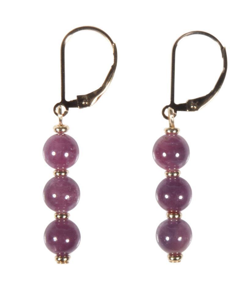 Gold filled oorbellen robijn | 3 bolletjes Gold filled oorbellen robijn | 3 bolletjes