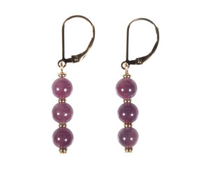 Gold filled oorbellen robijn | 3 bolletjes Gold filled oorbellen robijn | 3 bolletjes