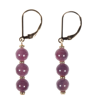 Gold filled oorbellen robijn | 3 bolletjes Gold filled oorbellen robijn | 3 bolletjes