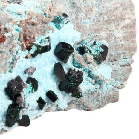 Chrysocolla (drusy) cluster met malachiet kristallen 16 x 8,5 x 6 cm | 928 gram Chrysocolla (drusy) cluster met malachiet kristallen 16 x 8,5 x 6 cm | 928 gram