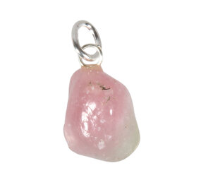 Toermalijn (roze met groen) hanger met zilveren oogje Toermalijn (roze met groen) hanger met zilveren oogje