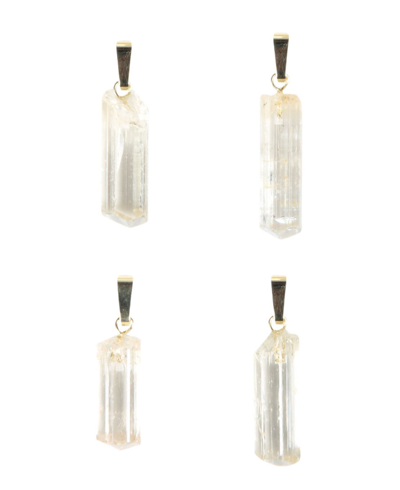 Scapoliet (geel) hanger kristal met 14k gouden oogje