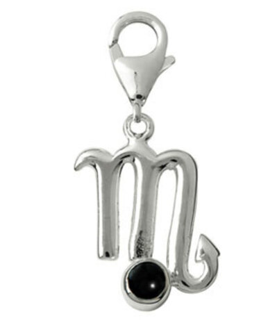 Zilveren bedeltje sterrenbeeld schorpioen met zwarte obsidiaan Zilveren bedeltje sterrenbeeld schorpioen met zwarte obsidiaan