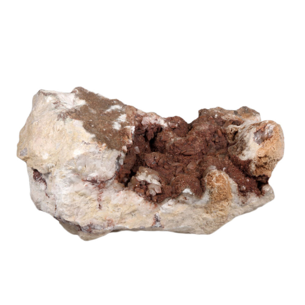 Calciet (rood/wit) kristallen op kwarts ruw 33 x 18 x 17 cm | 12510 gram Calciet (rood/wit) kristallen op kwarts ruw 33 x 18 x 17 cm | 12510 gram