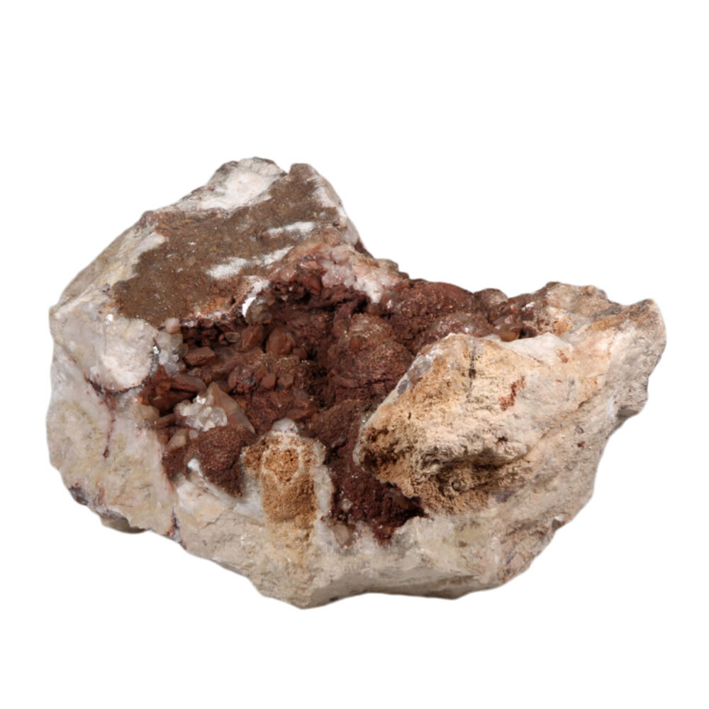 Calciet (rood/wit) kristallen op kwarts ruw 33 x 18 x 17 cm | 12510 gram Calciet (rood/wit) kristallen op kwarts ruw 33 x 18 x 17 cm | 12510 gram