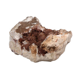 Calciet (rood/wit) kristallen op kwarts ruw 33 x 18 x 17 cm | 12510 gram Calciet (rood/wit) kristallen op kwarts ruw 33 x 18 x 17 cm | 12510 gram