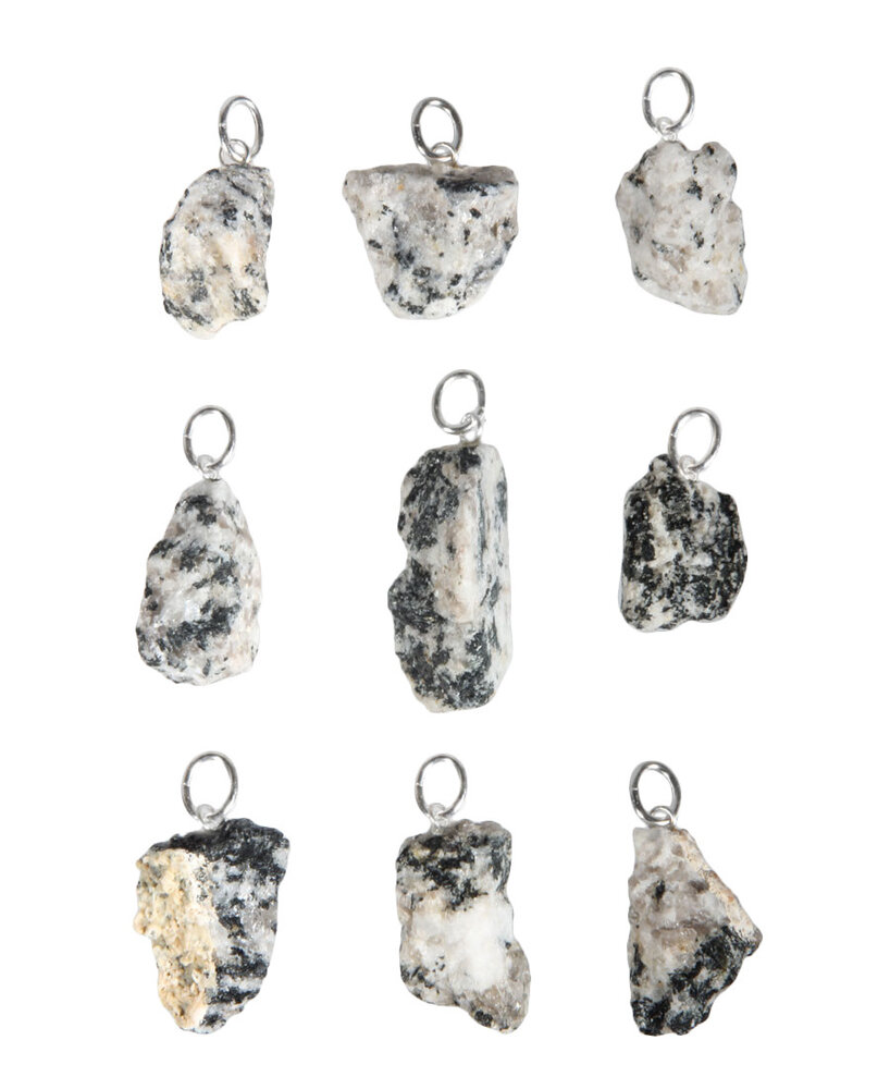 Azeztuliet met zwarte toermalijn hanger ruw met zilveren oogje